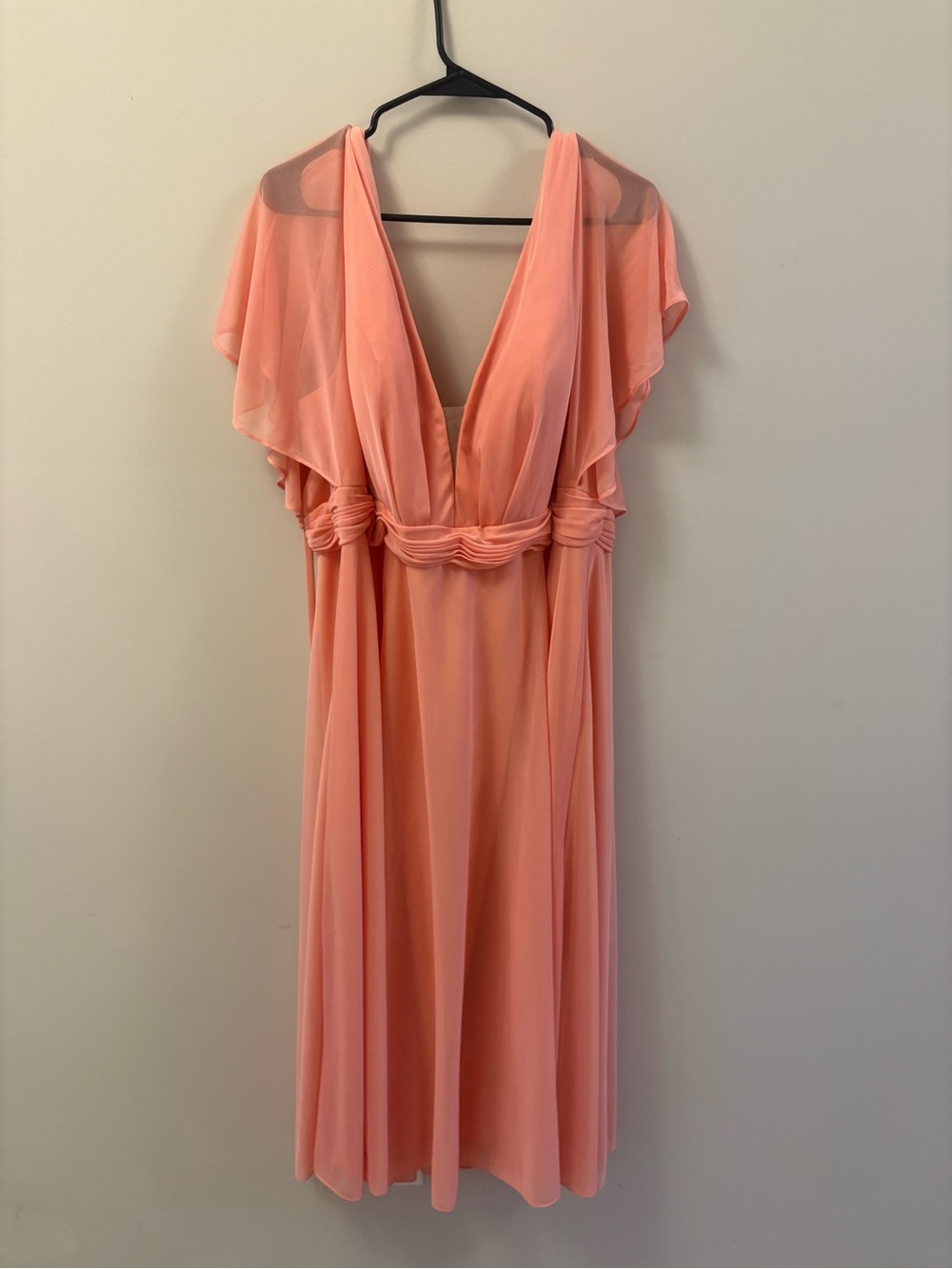 Azazie Coral Peach V-Neck Chiffon Dress